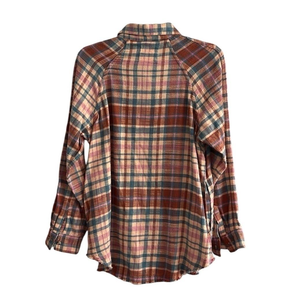 Lucky Brand Plaid Button Front Raw Hem Tunic Shacket Size XS NWT - Picture 5 of 11